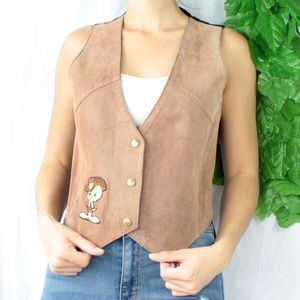 Vintage 1996 LooneyTunes Suede Tweety Bird Vest